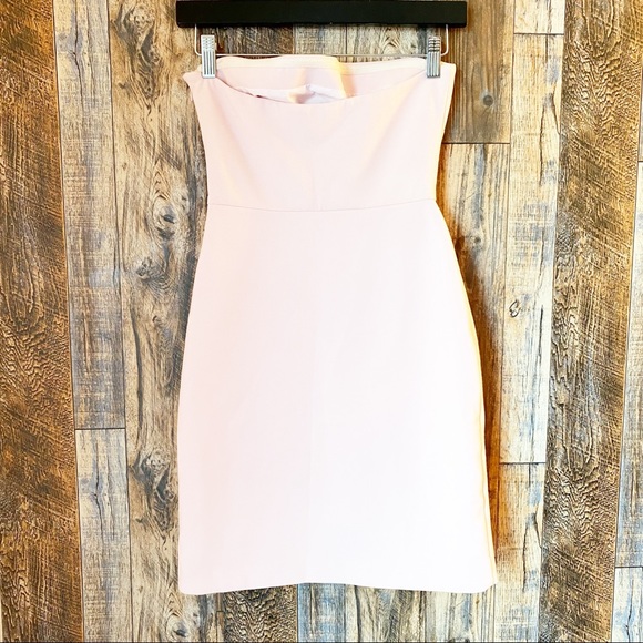 Likely strapless blush pink dress, fold over envelope style skirt - Picture 5 of 8